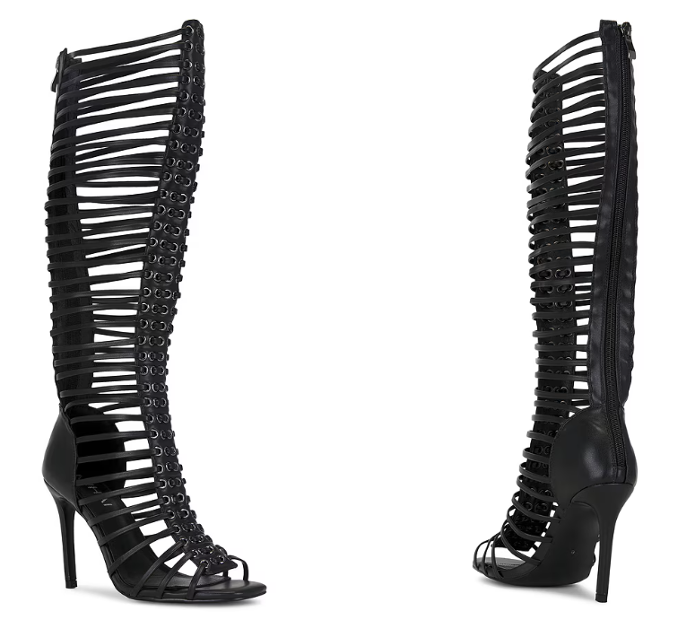 Sandal Strappy Heeled - Sandali Stiletto Neri da Donna con